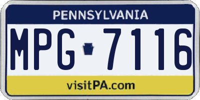 PA license plate MPG7116