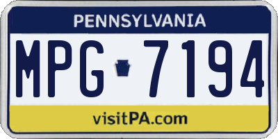PA license plate MPG7194