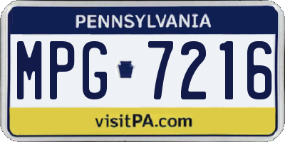 PA license plate MPG7216