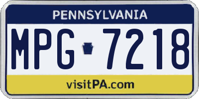 PA license plate MPG7218