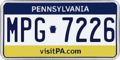 PA license plate MPG7226