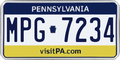 PA license plate MPG7234