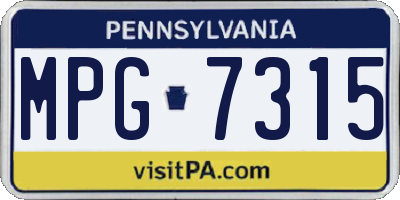 PA license plate MPG7315