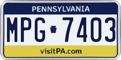 PA license plate MPG7403