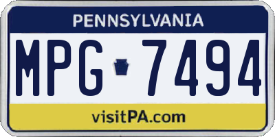 PA license plate MPG7494