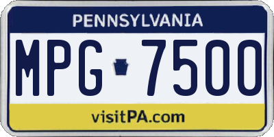 PA license plate MPG7500