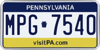 PA license plate MPG7540