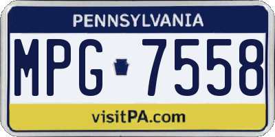 PA license plate MPG7558