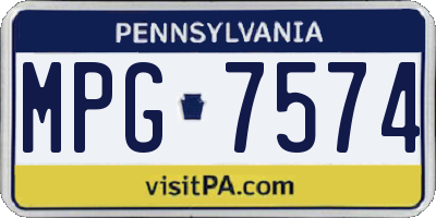 PA license plate MPG7574