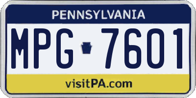 PA license plate MPG7601