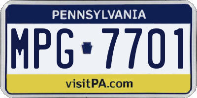 PA license plate MPG7701