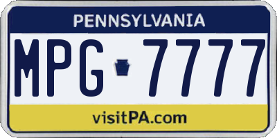 PA license plate MPG7777