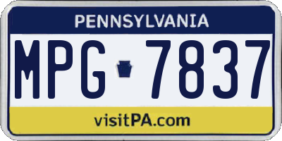 PA license plate MPG7837