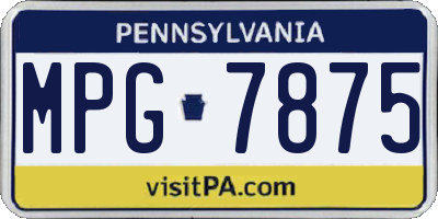 PA license plate MPG7875