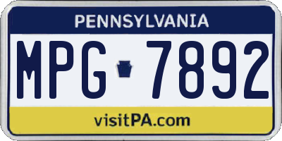 PA license plate MPG7892