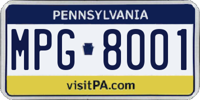 PA license plate MPG8001