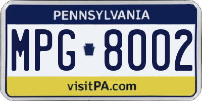 PA license plate MPG8002