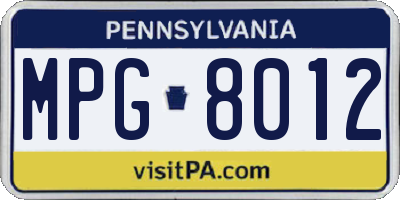 PA license plate MPG8012