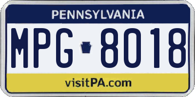 PA license plate MPG8018