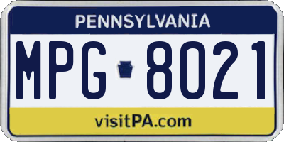 PA license plate MPG8021