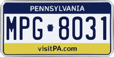 PA license plate MPG8031