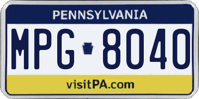 PA license plate MPG8040