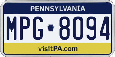 PA license plate MPG8094