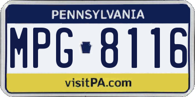 PA license plate MPG8116