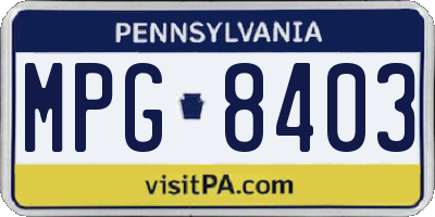 PA license plate MPG8403