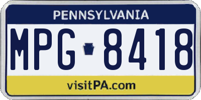 PA license plate MPG8418