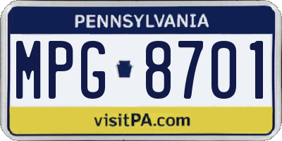 PA license plate MPG8701