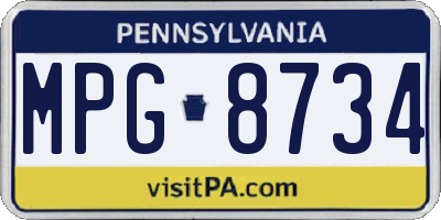 PA license plate MPG8734