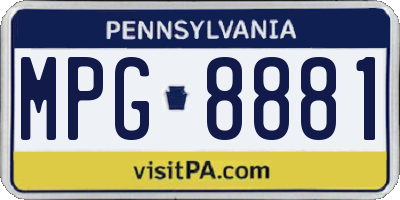PA license plate MPG8881