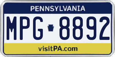 PA license plate MPG8892