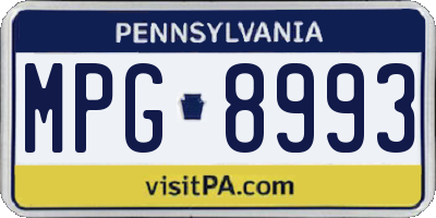 PA license plate MPG8993
