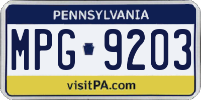 PA license plate MPG9203