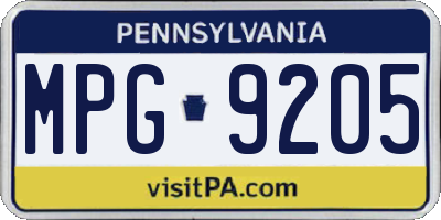 PA license plate MPG9205
