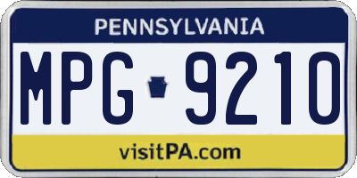 PA license plate MPG9210