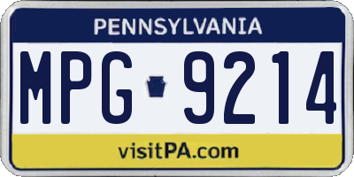 PA license plate MPG9214