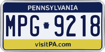 PA license plate MPG9218