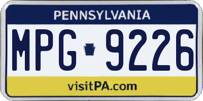 PA license plate MPG9226