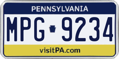 PA license plate MPG9234