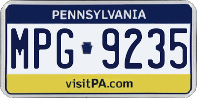 PA license plate MPG9235