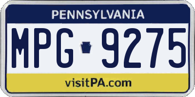 PA license plate MPG9275