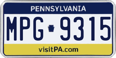 PA license plate MPG9315