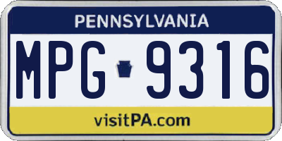 PA license plate MPG9316