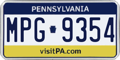 PA license plate MPG9354