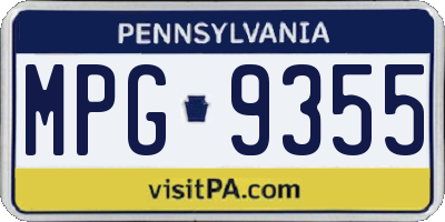 PA license plate MPG9355