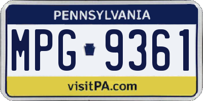 PA license plate MPG9361