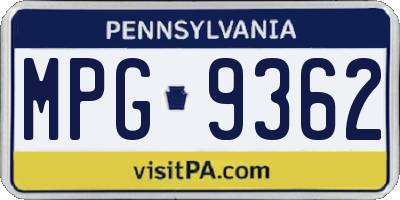 PA license plate MPG9362